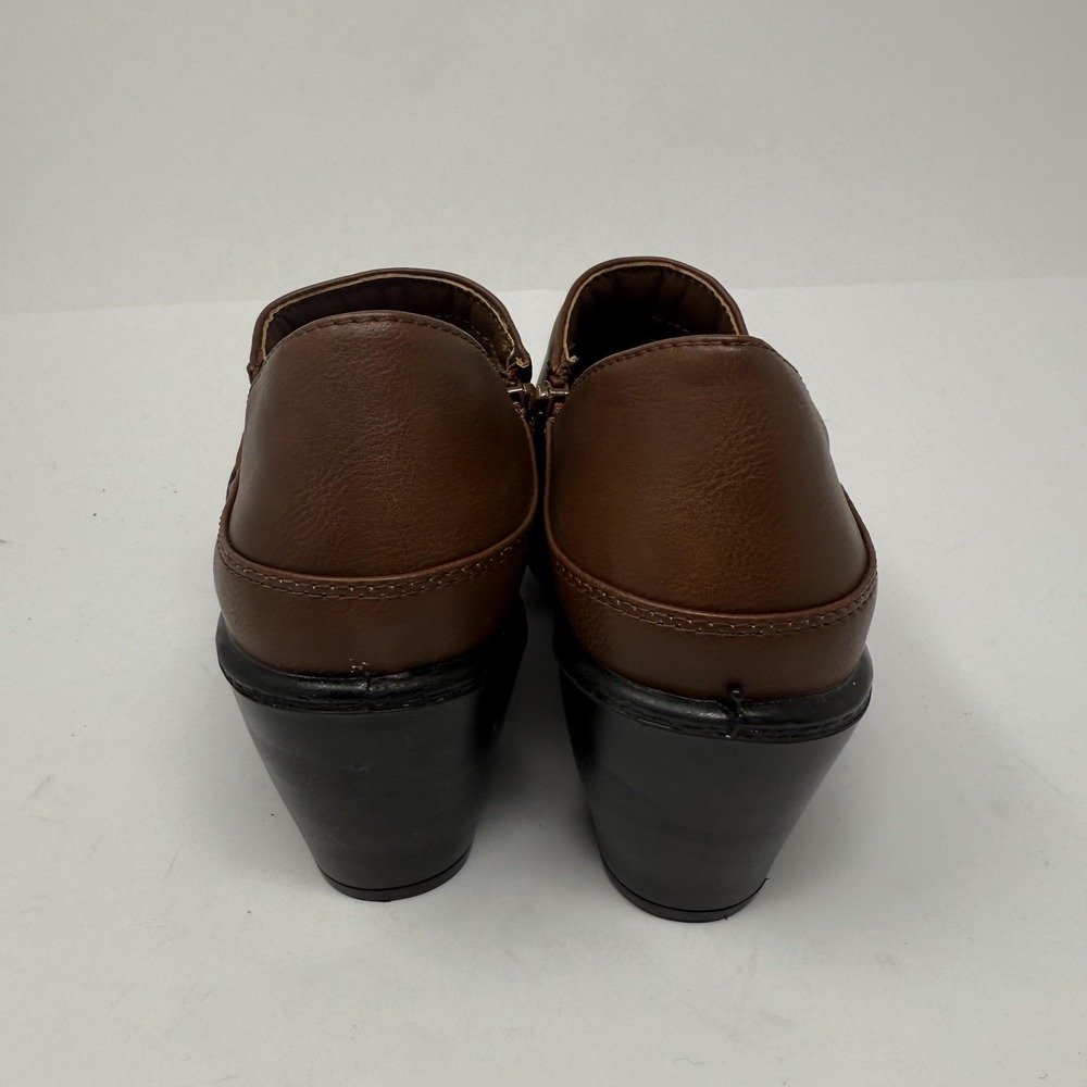 Brown Slip On Shoes Womens Size 8 Medium Block Heel Comfort Casual Zip Sides - Picture 7 of 13